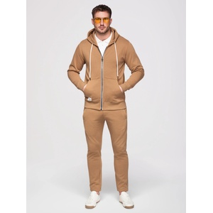 Ombre Clothing Мъжко спортно облекло: суитшърт с качулка и цип + панталони с прави крачола - кафяво V2 Z23 Ombre Clothing Ombre Clothing | Kafyav | МЪЖЕ | M
