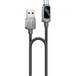 Yesido Кабел за данни - Yesido CA128C - USB → Type-C, LED дисплей, fast charge 66W, 5A, 480Mbps, 1.2m - Черен