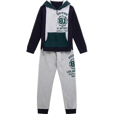 Guess Трицветен спортен комплект за момче Guess в тъмно синьо, сиво и тъмно зелено