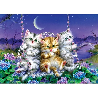 Art Kittens swinging in the Moonlight 500 dielov