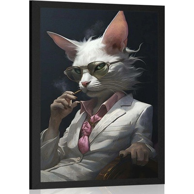 Plakát zvířecí gangster kočka - 40x60 white