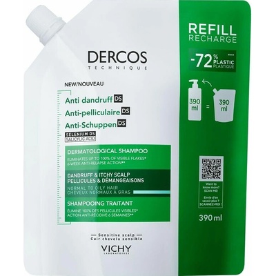 Vichy dercos Ultra Soothing ultraupokojujúci šampón pre normálne až mastné vlasy a citlivú pokožku hlavy No Parabens 390 ml