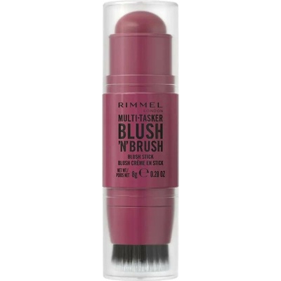Rimmel Multi-Tasker Blush'N'brush tvářenka v tyčince se štětcem 200 Fushia Glam 8 g