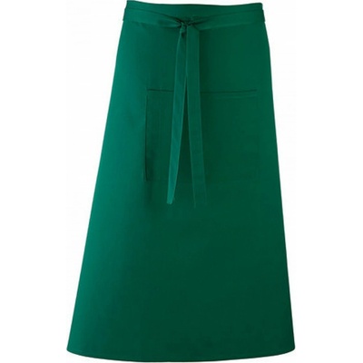 Premier Workwear Keprová dlouhá barmanská zástěra s velkou kapsou zelená lahvová Pantone 560 90x80cm PW158