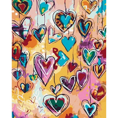 Zuty Malování podle čísel Barevná srdíčka 80 x 100 cm bez rámu a bez vypnutí plátna 8596530037941