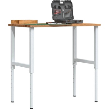 vidaXL Работна маса светлокафява Дъб от масивна дървесина (3309719)