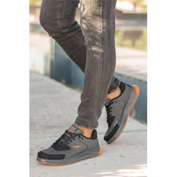 Moda Trend Мъжки спортни обувки - Сиви с Оранжев #358813 (358813_Черно)