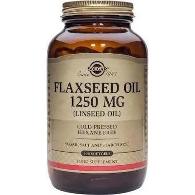 Solgar Хранителна добавка ЛЕНЕНО семе, Solgar Flaxseed Oil (Cold Pressed) 1250mg , 100 Softgels