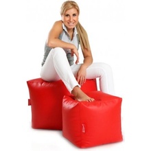 Ecopuf Taburetka - CUBE - L ekokoža E6 - Červená