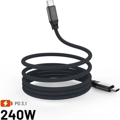 Magnetický nabíjecí a datový opletený kabel FIXED s konektory USB-C/USB-C a podporou PD, 1.2m, USB 2.0, 240W, šedý – Zboží Živě