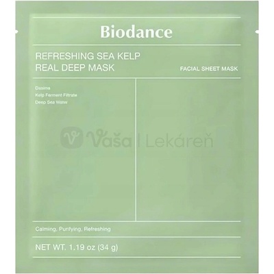Biodance Refreshing Sea Kelp Real Deep Mask Upokojujúca a hydratačná plátienková maska 1 ks 34 g