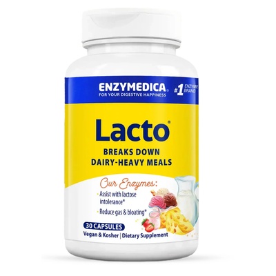 Enzymedica Lacto, ензими за подпомагане на храносмилането на лактозата, 30 капсули