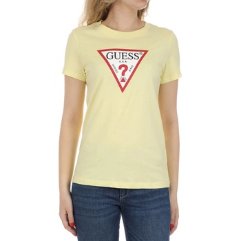 Guess dámske tričko Triangle svetložlté