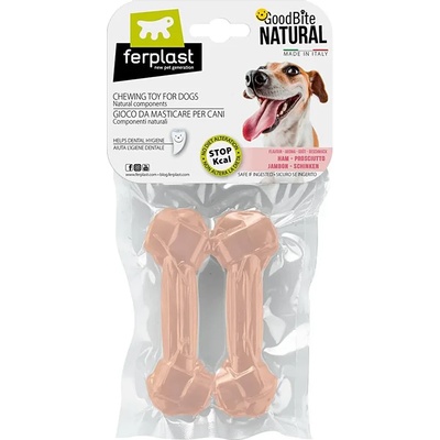 Ferplast GoodBite Natural Medium - Лакомство за кучета - кокал за дъвчене от царевично нишесте с вкус на шунка, 13, 5 x 4, 4 x h 2, 1 -70 гр