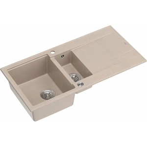 Quadron Вградена композитна мивка Quadron Unique Evan 156 бежова - неръждаема стомана 100x50 см (HQE510050U2_BS_P2O) Мивка за вграждане