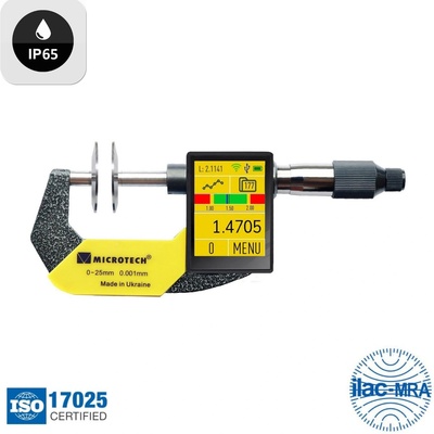 Microtech Electronic Дигитален микрометър за зъбни колела Microtech LARGE DISK DataMet - D35 мм, 0-25 мм, 0, 0001 мм (110780257)