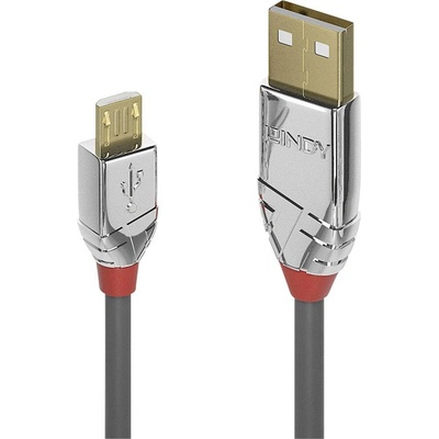 Lindy 36651 USB, USB 2.0 USB-A zástrčka, USB Micro-B zástrčka, 1m, sivý