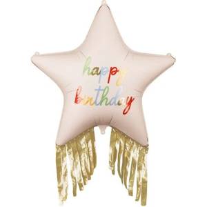 Party Deco Фолиев Балон Звезда с Ресни "Happy Birthday (FB308)