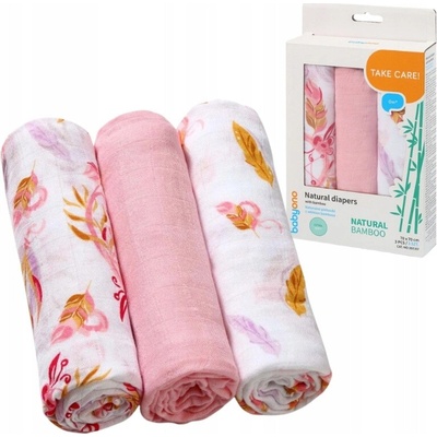 BabyOno Bambusové Pírka/Růžová 3 ks