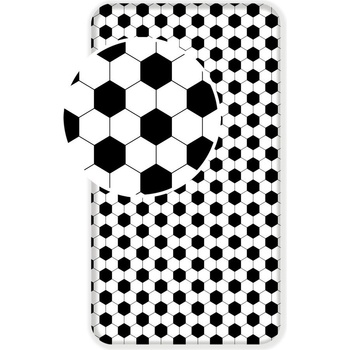 Jerry Fabrics Черно-бял еластичен единичен памучен детски чаршаф 90x200 cm Football - Jerry Fabrics (20FT328)