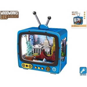 Mikro Дървен строителен комплект Ню Йорк със светлина, 78 бр. | Woodworks (610843)