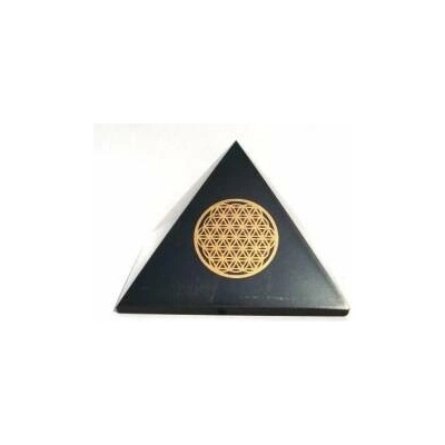 Šungitová pyramida 7 x 7 cm Květ života
