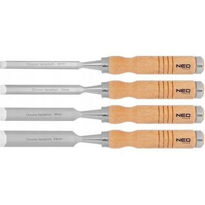 NEO TOOLS NEO 37-800 Dláto 6, 12, 18, 24 mm, sada 4 ks. Drevená rukoväť