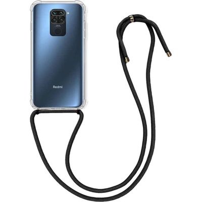 TopQ Xiaomi Redmi Note 9 silikon s černou šňůrkou průhledný 51490