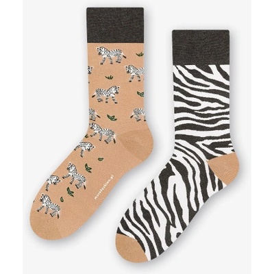 Pánské nestejné ponožky Zebra P béžová