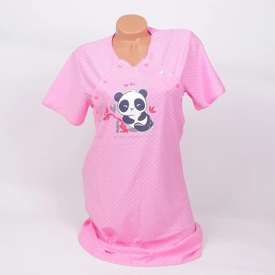 Нощница за бременни и кърмачки в розово с панда