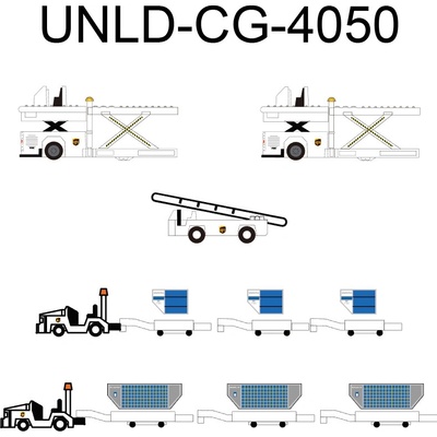 JC Wings Airport Accessories Cargo Container Set UPS 1:400