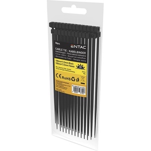 Entac 100 mm x 2, 5 mm бързи кабелни връзки черни 50 броя ECT-2.5-100-B (ECT-2.5-100-B)