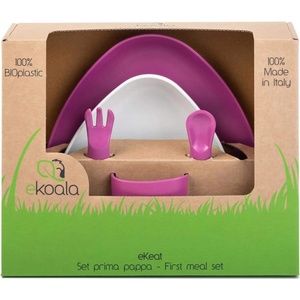 eKoala Еко комплект за хранене еKoala - Бяло и лилаво, 5 части (eK1004)