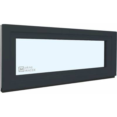 KNIPPING Plastové okno - 70 AD, 1500x600 mm, S, antracit Sklo: ornamentální (kůra čirá), Barva, imitace: antracit/bílá (jednostranně)