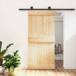 vidaXL Преплъзваща се врата Естествено и черно 95 x 210 cm (3444990)