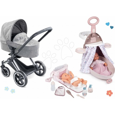 Corolle Set kočík s bábikou v dupačkách Cybex Landau 3v1 Priam a prebaľovací kufrík na kolieskach s taškou