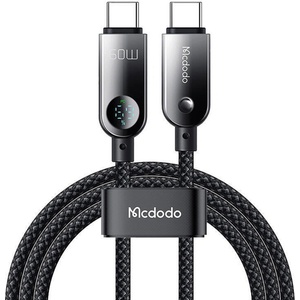 Mcdodo Кабел за данни - Mcdodo (CA-4780) - Type-C → Type-C, PD60W, вграден LED дисплей, ABS + найлон, 1.2m - Черен