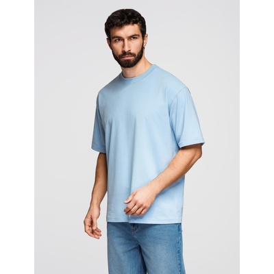 Ombre Clothing Мъжка памучна тениска LOOSE FIT с кръгло деколте - синя V7 OM-TSBC-0267 Ombre Clothing Ombre Clothing | Sin | МЪЖЕ | S