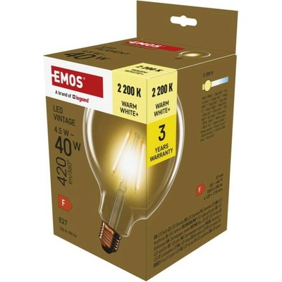 Emos LED žiarovka Vintage G125 E27 4,5 W 40 W 420 lm Teplá biela Z58032