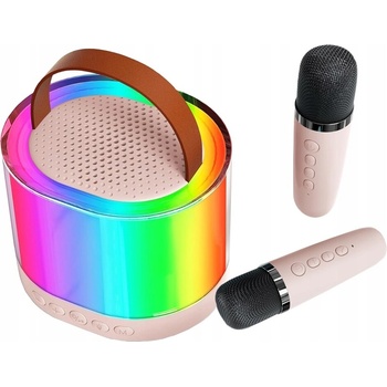 Verk 27503 Karaoke reproduktor Bluetooth 2x bezdrôtový mikrofón ružový