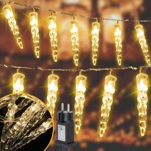  Led Коледни висулки, летен дъжд 8 бр 30 см, ip20, топло бяло
