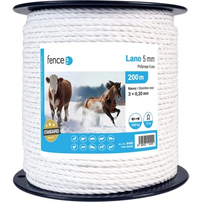 VNT electronics s.r.o. Lano pro elektrický ohradník, průměr 5 mm, bílé, délka 200 m