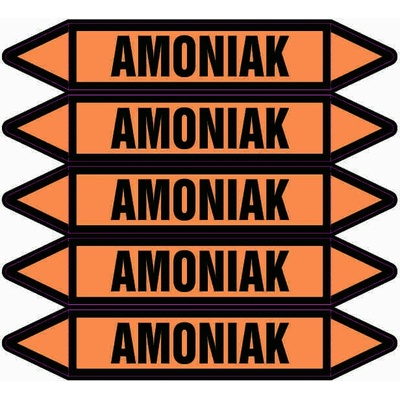 Grafiko | Amoniak - dle ČSN 13 0072 - Materiál Samolepící PVC folie, Rozměr aršík 5ks šipka 250x52mm