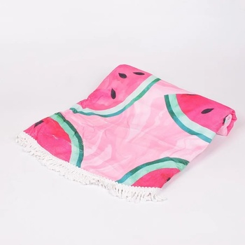 Image 1 of Кръгла розова кърпа за плаж " Розово лято с дини"
