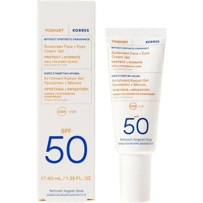 KORRES Слънцезащитен крем-гел за лице и очи, с кисело мляко, без парфюм, Korres Yoghurt Sunscreen Face & Eyes Cream-Gel SPF50 without synthetic fragrance 40ml