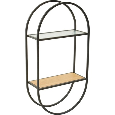 Premier Housewares Черен/в естествен цвят на няколко нива метален стенен рафт 35 cm Mataram - Premier Housewares (2407021)