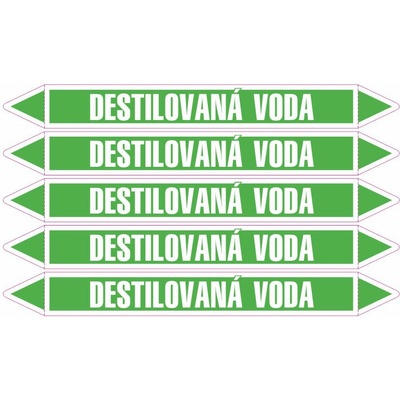 Grafiko | Destilovaná voda - dle ČSN 13 0072 - Materiál Samolepící PVC folie, Rozměr aršík 5ks šipka 400x52mm