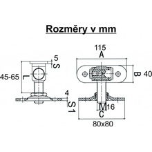 Radecco Nastav. pant s plotnou a plátem M16/M18 S maticí: M16 - nosnost 300 kg