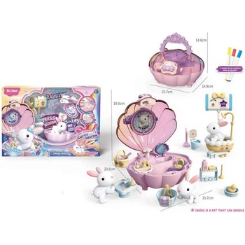 Детски комплект за игра миещо се зайче с вана и къщичка мида