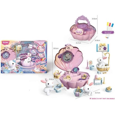 Детски комплект за игра миещо се зайче с вана и къщичка мида